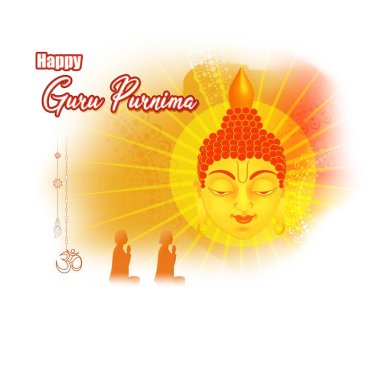 Guru Purnima konsept pankartın vektör illüstrasyonu, öğrencinin manevi öğretmene olan minnettarlığını dile getirmesi.