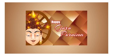 Guru Purnima konsept pankartın vektör illüstrasyonu, öğrencinin manevi öğretmene olan minnettarlığını dile getirmesi.