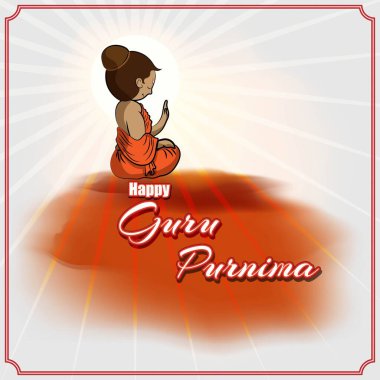 Guru Purnima konsept pankartın vektör illüstrasyonu, öğrencinin manevi öğretmene olan minnettarlığını dile getirmesi.