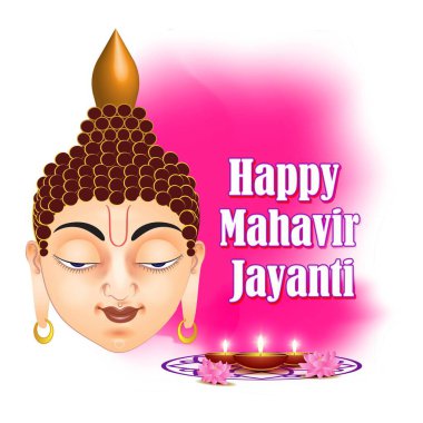 Mahavir Jayanti konsept afişinin vektör illüstrasyonu, Mahavir 'in doğuşu. Jainizm Dini Festivali.