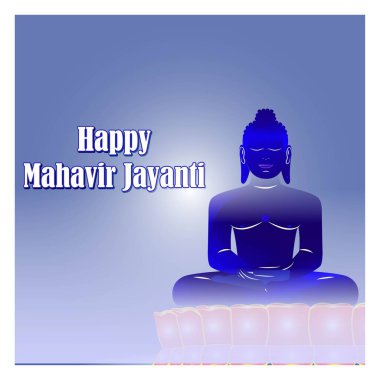 Mahavir Jayanti konsept afişinin vektör illüstrasyonu, Mahavir 'in doğuşu. Jainizm Dini Festivali.