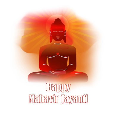 Mahavir Jayanti konsept afişinin vektör illüstrasyonu, Mahavir 'in doğuşu. Jainizm Dini Festivali.