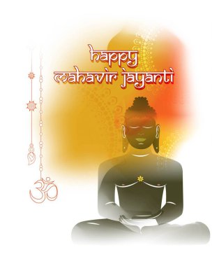 Mahavir Jayanti konsept afişinin vektör illüstrasyonu, Mahavir 'in doğuşu. Jainizm Dini Festivali.