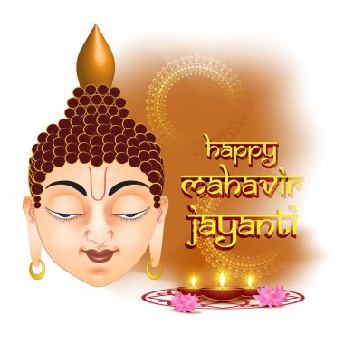 Mahavir Jayanti konsept afişinin vektör illüstrasyonu, Mahavir 'in doğuşu. Jainizm Dini Festivali.