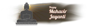 Mahavir Jayanti konsept afişinin vektör illüstrasyonu, Mahavir 'in doğuşu. Jainizm Dini Festivali.