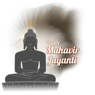 Mahavir Jayanti konsept afişinin vektör illüstrasyonu, Mahavir 'in doğuşu. Jainizm Dini Festivali.
