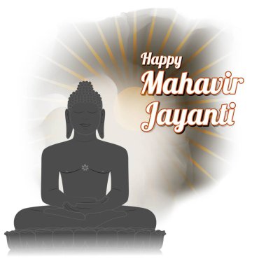 Mahavir Jayanti konsept afişinin vektör illüstrasyonu, Mahavir 'in doğuşu. Jainizm Dini Festivali.