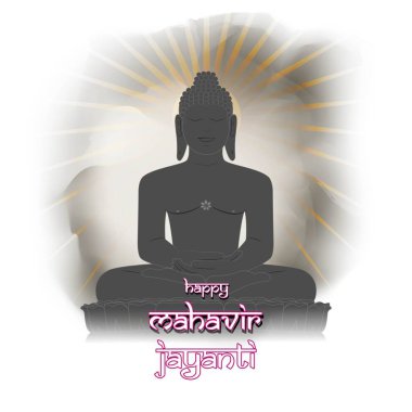 Mahavir Jayanti konsept afişinin vektör illüstrasyonu, Mahavir 'in doğuşu. Jainizm Dini Festivali.
