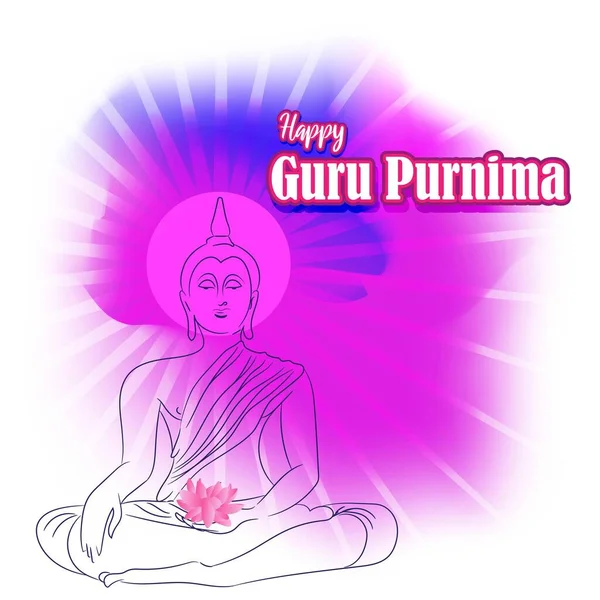 Guru Purnima konsept pankartın vektör illüstrasyonu, öğrencinin manevi öğretmene olan minnettarlığını dile getirmesi.