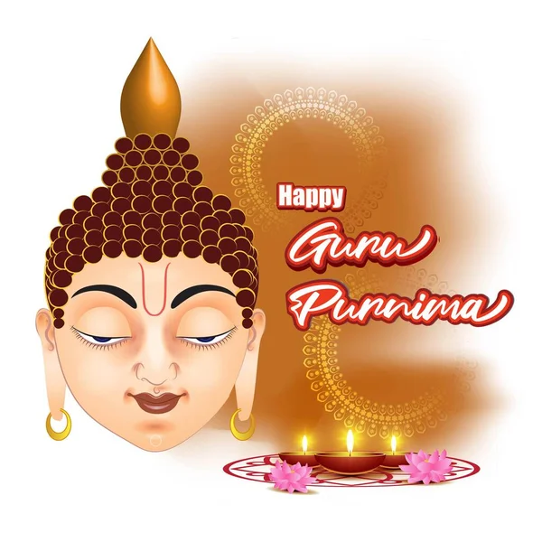 Guru Purnima konsept pankartın vektör illüstrasyonu, öğrencinin manevi öğretmene olan minnettarlığını dile getirmesi.