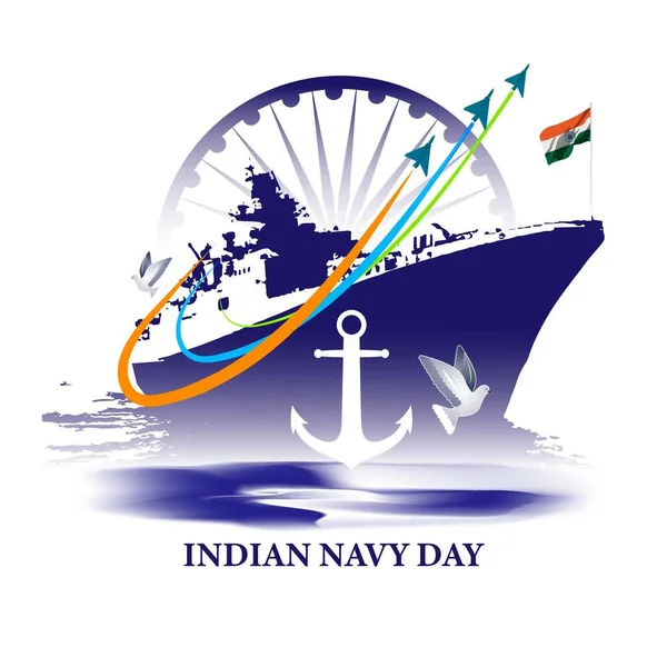 Vector Illustratie Concept Van Indian Navy Day Viering December — Stockvector