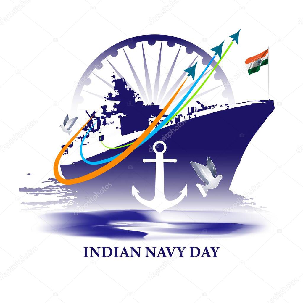 Vector illustration concept of Indian Navy Day celebration. 4 December.