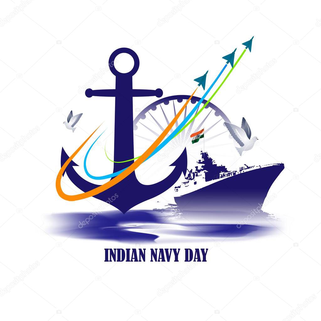 Vector illustration concept of Indian Navy Day celebration. 4 December.
