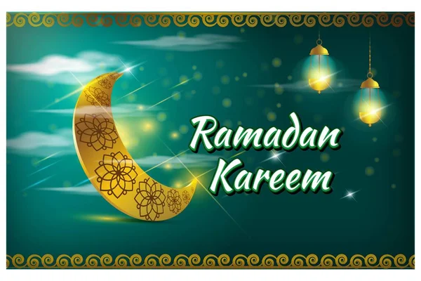 Vektor Illustration Hälsning För Heliga Islamiska Månaden Ramadan Kareem — Stock vektor