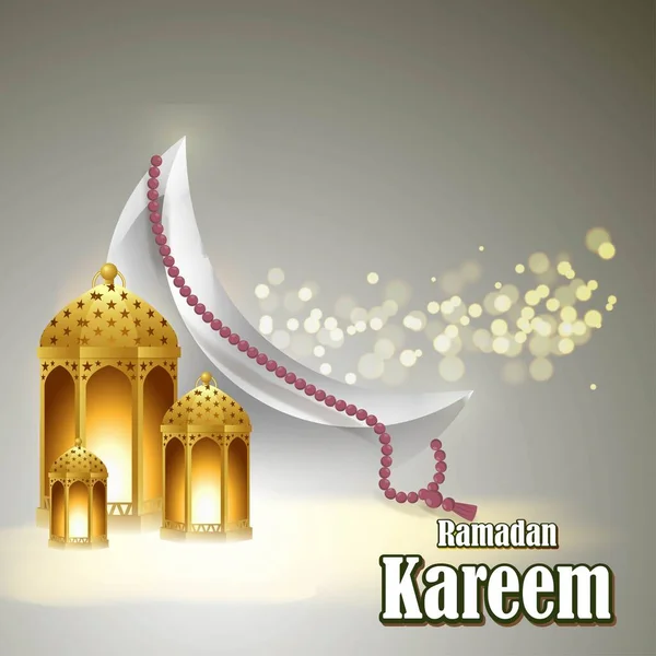 Vector Illustratie Van Begroeting Voor Heilige Islamitische Maand Ramadan Kareem — Stockvector