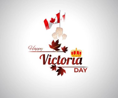 Kanada 'daki Mutlu Victoria Günü' nün vektör illüstrasyon konsepti.