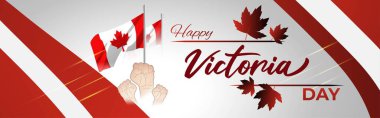 Kanada 'daki Mutlu Victoria Günü' nün vektör illüstrasyon konsepti.