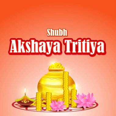 TEXT AKSHAYA TRITIYA 'NIN İNSANLARI İÇİN VECTOR ILLUSTRASYONU AKSHAYA TRITİYA' NIN