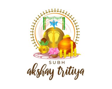 TEXT AKSHAYA TRITIYA 'NIN İNSANLARI İÇİN VECTOR ILLUSTRASYONU AKSHAYA TRITİYA' NIN