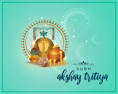 TEXT AKSHAYA TRITIYA 'NIN İNSANLARI İÇİN VECTOR ILLUSTRASYONU AKSHAYA TRITİYA' NIN