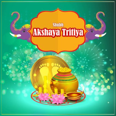 TEXT AKSHAYA TRITIYA 'NIN İNSANLARI İÇİN VECTOR ILLUSTRASYONU AKSHAYA TRITİYA' NIN