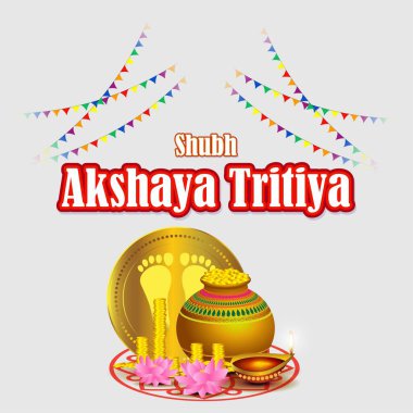 TEXT AKSHAYA TRITIYA 'NIN İNSANLARI İÇİN VECTOR ILLUSTRASYONU AKSHAYA TRITİYA' NIN