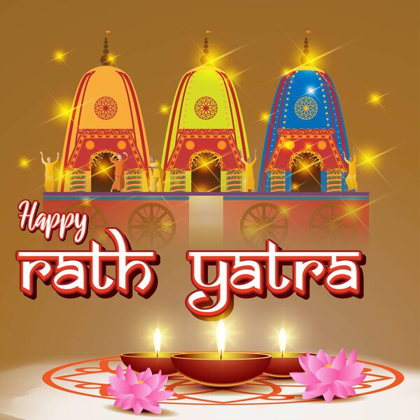 vector illustration for Indian festival Rath Yatra means Chariot Festival.