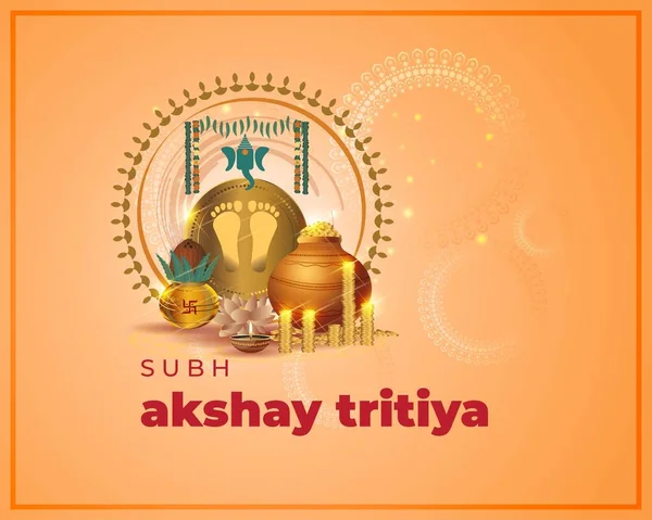 Illustrazione Del Vettore Festival Indiano Con Testo Akshaya Tritiya Significa — Vettoriale Stock