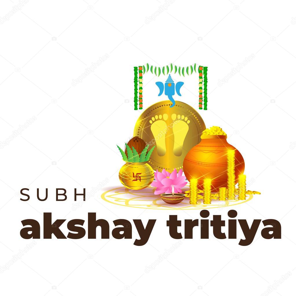 VECTOR ILLUSTRATION  FOR INDIAN FESTIVAL WITH TEXT  AKSHAYA TRITIYA MEANS  AKSHAYA TRITIYA'