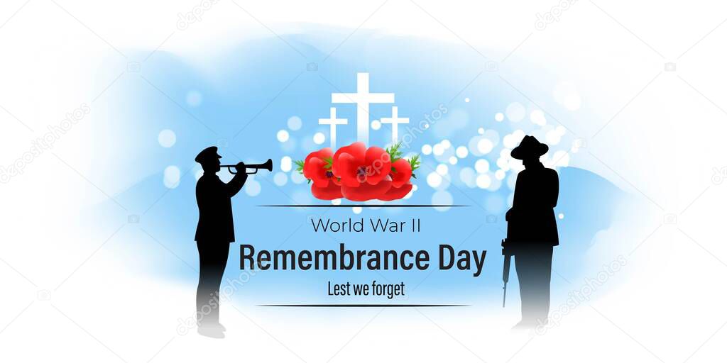 vector illustration for second world war remembrance day-lest we forget