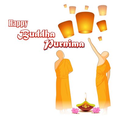 Hint Buddha Purnima Festivali metinli, resimli Buda 'nın oturduğunu ve meditasyona gömüldüğünü gösteriyor.