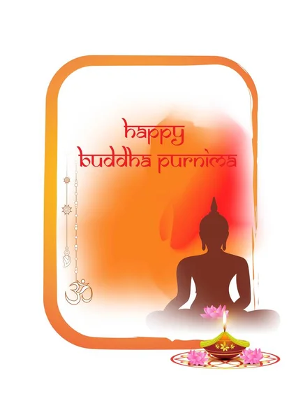 Indian Buddha Purnima Festival Con Texto Ilustración Muestra Buddha Sentado — Archivo Imágenes Vectoriales