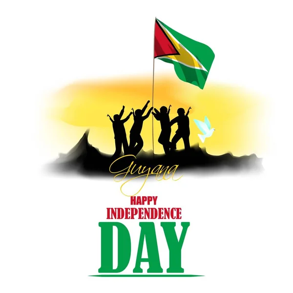 幸せな独立記念日のためのベクトルイラスト Guyana — ストックベクタ
