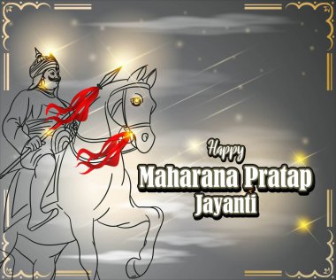 Maharana Pratap Jayanti 'nin vektör illüstrasyon kavramı.