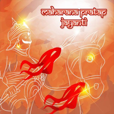 Maharana Pratap Jayanti 'nin vektör illüstrasyon kavramı.