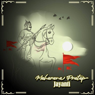 Maharana Pratap Jayanti 'nin vektör illüstrasyon kavramı.