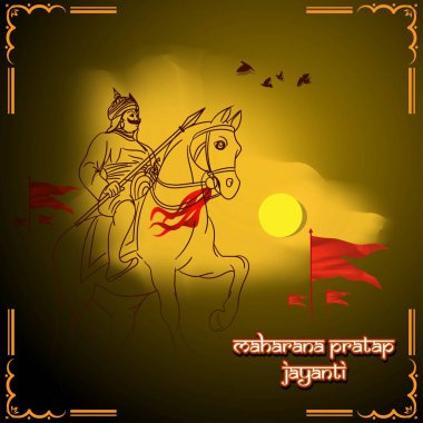 Maharana Pratap Jayanti 'nin vektör illüstrasyon kavramı.