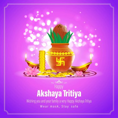 VECTOR ILLUSTRATION  FOR INDIAN FESTIVAL WITH TEXT  AKSHAYA TRITIYA MEANS  AKSHAYA TRITIYA' clipart