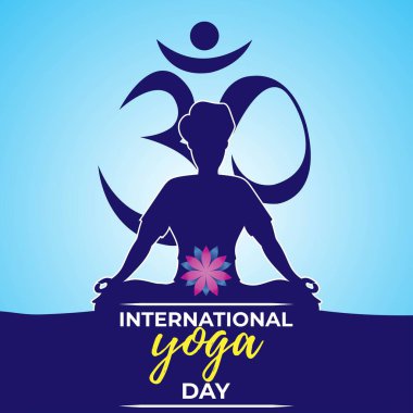 Uluslararası Yoga Günü konsept afişinin vektör illüstrasyonu, 21 Haziran.