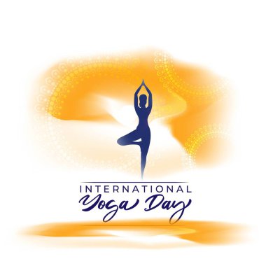 Uluslararası Yoga Günü konsept afişinin vektör illüstrasyonu, 21 Haziran.