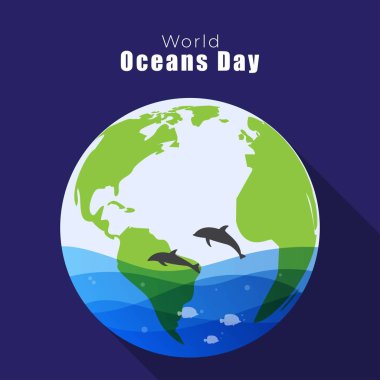 Okyanusun farkındalık günü için vektör çizimi