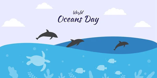 Ilustracja Wektor Dzień Świadomości Oceanu Świecie — Wektor stockowy