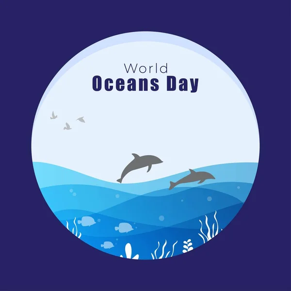 Ilustracja Wektor Dzień Świadomości Oceanu Świecie — Wektor stockowy
