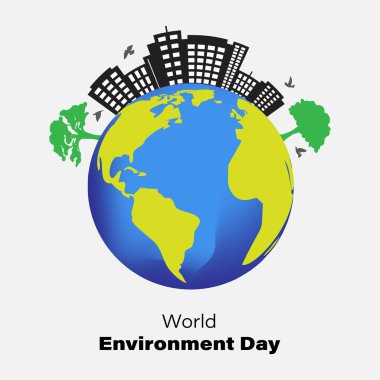 Dünya çevresi için vektör illüstrasyonu- 5 Haziran