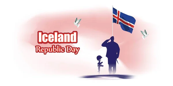 Vector Illustration Happy National Day Iceland — Stock Vector