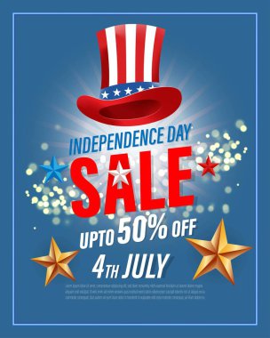 ABD 'nin bağımsızlık indirimi için vektör illüstrasyonu - 4 Temmuz