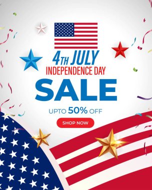 ABD 'nin bağımsızlık indirimi için vektör illüstrasyonu - 4 Temmuz