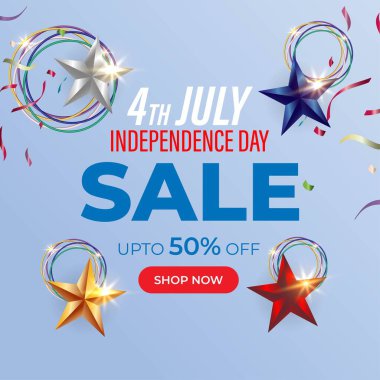 ABD 'nin bağımsızlık indirimi için vektör illüstrasyonu - 4 Temmuz