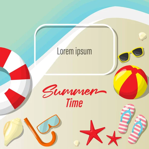 Vector Illustration Summer Time Hello Summer Banner — Stock Vector