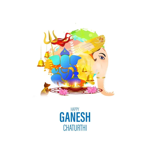 Ilustração Vector Para Senhor Indiano Ganesha Festival Happy Ganesha Chaturthi —  Vetores de Stock